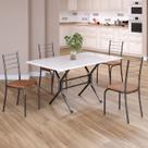 Conjunto Sala de Jantar Mesa Retangular 120x75cm Tampo Madeira Mdp White 4 Cadeiras Rio
