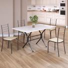 Conjunto Sala de Jantar Mesa Retangular 120x75cm Tampo Madeira Mdp White 4 Cadeiras Rio
