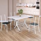 Conjunto Sala de Jantar Mesa Retangular 120x75cm Tampo Madeira Mdp White 4 Cadeiras Rio