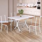 Conjunto Sala de Jantar Mesa Retangular 120x75cm Tampo Madeira Mdp White 4 Cadeiras Rio