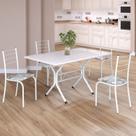 Conjunto Sala de Jantar Mesa Retangular 120x75cm Tampo Madeira Mdp White 4 Cadeiras Rio