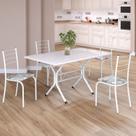 Conjunto Sala de Jantar Mesa Retangular 120x75cm Tampo Madeira Mdp White 4 Cadeiras Rio