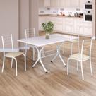 Conjunto Sala de Jantar Mesa Retangular 120x75cm Tampo Madeira Mdp White 4 Cadeiras Rio