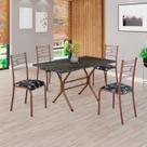 Conjunto Sala de Jantar Mesa Retangular 120x75cm Tampo Pedra Ardósia Indiana 4 Cadeiras Paraty Conjunto Sala de Jantar Mesa Retangular 120x75cm Tampo Pedra Ardósia Indiana 4 Cadeiras Paraty