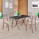 Conjunto Sala de Jantar Mesa Retangular 120x75cm Tampo Pedra Ardósia Indiana 4 Cadeiras Paraty