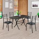 Conjunto Sala de Jantar Mesa Retangular 120x75cm Tampo Pedra Ardósia Indiana 4 Cadeiras Paraty Conjunto Sala de Jantar Mesa Retangular 120x75cm Tampo Pedra Ardósia Indiana 4 Cadeiras Paraty