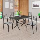 Conjunto Sala de Jantar Mesa Retangular 120x75cm Tampo Pedra Ardósia Indiana 4 Cadeiras Paraty Conjunto Sala de Jantar Mesa Retangular 120x75cm Tampo Pedra Ardósia Indiana 4 Cadeiras Paraty