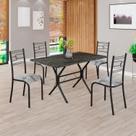 Conjunto Sala de Jantar Mesa Retangular 120x75cm Tampo Pedra Ardósia Indiana 4 Cadeiras Paraty