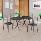Conjunto Sala de Jantar Mesa Retangular 120x75cm Tampo Pedra Ardósia Indiana 4 Cadeiras Paraty