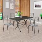 Conjunto Sala de Jantar Mesa Retangular 120x75cm Tampo Pedra Ardósia Indiana 4 Cadeiras Paraty