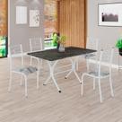 Conjunto Sala de Jantar Mesa Retangular 120x75cm Tampo Pedra Ardósia Indiana 4 Cadeiras Paraty
