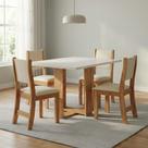 Conjunto Sala de Jantar Mesa Retangular 120x80cm 4 Cadeiras Estofadas Bege Mel/Blonde