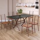 Conjunto Sala de Jantar Mesa Retangular 140x75cm Tampo Ardósia Indiana 6 Cadeiras Rio
