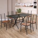 Conjunto Sala de Jantar Mesa Retangular 140x75cm Tampo Ardósia Indiana 6 Cadeiras Rio