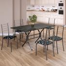 Conjunto Sala de Jantar Mesa Retangular 140x75cm Tampo Ardósia Indiana 6 Cadeiras Rio