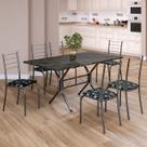 Conjunto Sala de Jantar Mesa Retangular 140x75cm Tampo Ardósia Indiana 6 Cadeiras Rio
