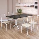 Conjunto Sala de Jantar Mesa Retangular 140x75cm Tampo Ardósia Indiana 6 Cadeiras Rio