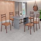 Conjunto Sala de Jantar Mesa Retangular 140x75cm Tampo Granito Ocre 6 Cadeiras Marselha