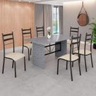 Conjunto Sala de Jantar Mesa Retangular 140x75cm Tampo Granito Ocre 6 Cadeiras Marselha