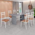 Conjunto Sala de Jantar Mesa Retangular 140x75cm Tampo Granito Ocre 6 Cadeiras Marselha