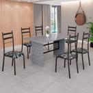 Conjunto Sala de Jantar Mesa Retangular 140x75cm Tampo Granito Ocre 6 Cadeiras Marselha Preto/Floral/Fosco