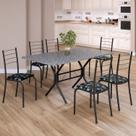 Conjunto Sala de Jantar Mesa Retangular 140x75cm Tampo Granito Ocre 6 Cadeiras Rio Conjunto Sala de Jantar Mesa Retangular 140x75cm Tampo Granito Ocre 6 Cadeiras Rio