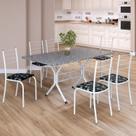 Conjunto Sala de Jantar Mesa Retangular 140x75cm Tampo Granito Ocre 6 Cadeiras Rio Conjunto Sala de Jantar Mesa Retangular 140x75cm Tampo Granito Ocre 6 Cadeiras Rio