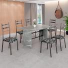 Conjunto Sala de Jantar Mesa Retangular 140x75cm Tampo Granito Topázio 6 Cadeiras Marselha