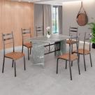 Conjunto Sala de Jantar Mesa Retangular 140x75cm Tampo Granito Topázio 6 Cadeiras Marselha