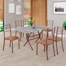 Conjunto Sala de Jantar Mesa Retangular 140x75cm Tampo Granito Topázio 6 Cadeiras Paraty