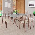 Conjunto Sala de Jantar Mesa Retangular 140x75cm Tampo Granito Topázio 6 Cadeiras Paraty