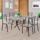 Conjunto Sala de Jantar Mesa Retangular 140x75cm Tampo Granito Topázio 6 Cadeiras Paraty