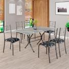 Conjunto Sala de Jantar Mesa Retangular 140x75cm Tampo Granito Topázio 6 Cadeiras Paraty
