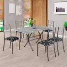 Conjunto Sala de Jantar Mesa Retangular 140x75cm Tampo Granito Topázio 6 Cadeiras Paraty