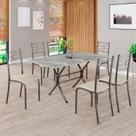 Conjunto Sala de Jantar Mesa Retangular 140x75cm Tampo Granito Topázio 6 Cadeiras Paraty Conjunto Sala de Jantar Mesa Retangular 140x75cm Tampo Granito Topázio 6 Cadeiras Paraty