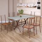 Conjunto Sala de Jantar Mesa Retangular 140x75cm Tampo Granito Topázio 6 Cadeiras Rio