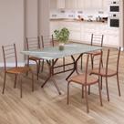 Conjunto Sala de Jantar Mesa Retangular 140x75cm Tampo Granito Topázio 6 Cadeiras Rio