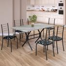 Conjunto Sala de Jantar Mesa Retangular 140x75cm Tampo Granito Topázio 6 Cadeiras Rio