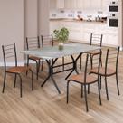 Conjunto Sala de Jantar Mesa Retangular 140x75cm Tampo Granito Topázio 6 Cadeiras Rio