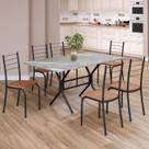 Conjunto Sala de Jantar Mesa Retangular 140x75cm Tampo Granito Topázio 6 Cadeiras Rio Conjunto Sala de Jantar Mesa Retangular 140x75cm Tampo Granito Topázio 6 Cadeiras Rio