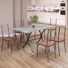 Conjunto Sala de Jantar Mesa Retangular 140x75cm Tampo Granito Topázio 6 Cadeiras Rio