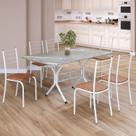 Conjunto Sala de Jantar Mesa Retangular 140x75cm Tampo Granito Topázio 6 Cadeiras Rio