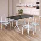 Conjunto Sala de Jantar Mesa Retangular 140x75cm Tampo Madeira Mdp Indiana 6 Cadeiras Rio