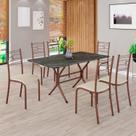 Conjunto Sala de Jantar Mesa Retangular 140x75cm Tampo Pedra Ardósia Indiana 6 Cadeiras Paraty