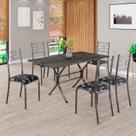 Conjunto Sala de Jantar Mesa Retangular 140x75cm Tampo Pedra Ardósia Indiana 6 Cadeiras Paraty