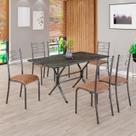 Conjunto Sala de Jantar Mesa Retangular 140x75cm Tampo Pedra Ardósia Indiana 6 Cadeiras Paraty