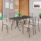 Conjunto Sala de Jantar Mesa Retangular 140x75cm Tampo Pedra Ardósia Indiana 6 Cadeiras Paraty
