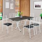 Conjunto Sala de Jantar Mesa Retangular 140x75cm Tampo Pedra Ardósia Indiana 6 Cadeiras Paraty