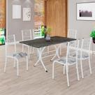 Conjunto Sala de Jantar Mesa Retangular 140x75cm Tampo Pedra Ardósia Indiana 6 Cadeiras Paraty