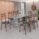 Conjunto Sala de Jantar Mesa Retangular 180x75cm Tampo Granito Topázio 8 Cadeiras Marselha